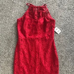 Red lace dress